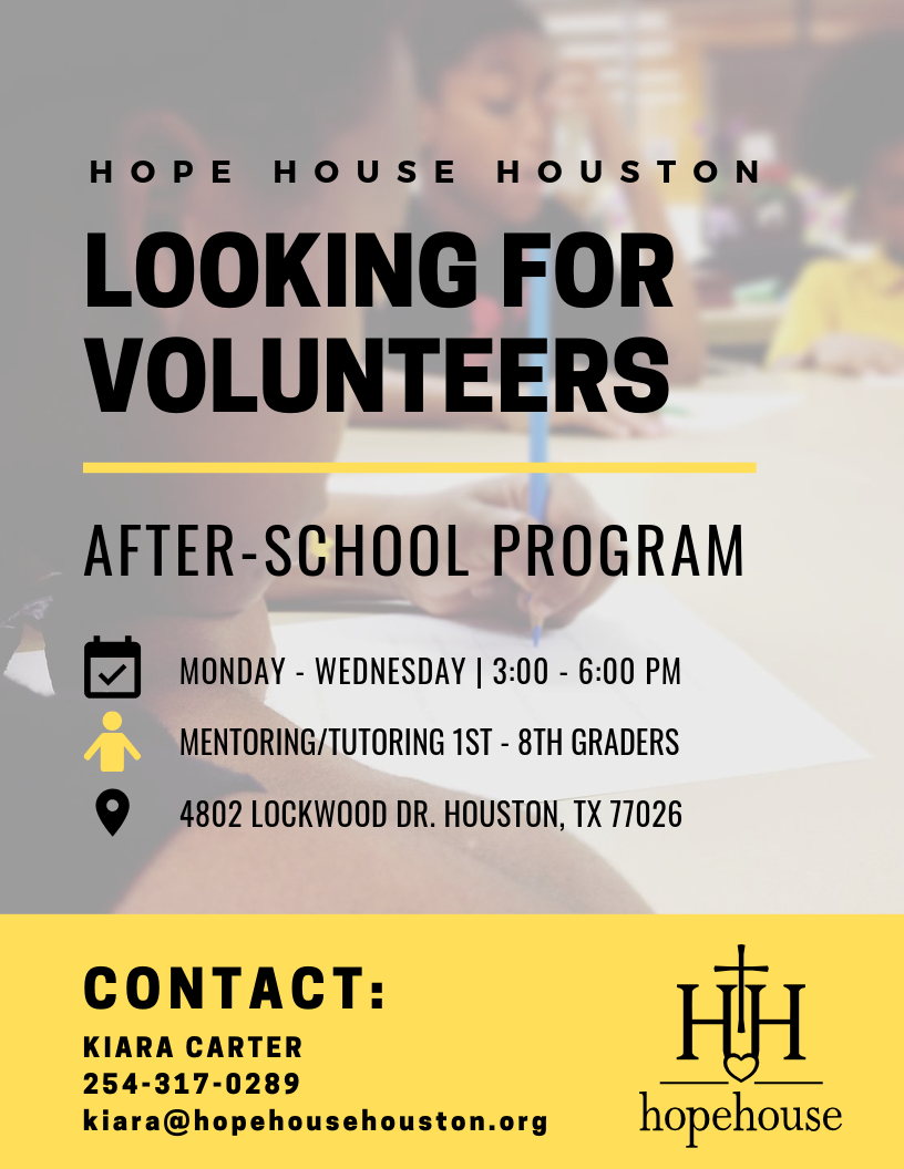 Hope House After School Flyer 2019